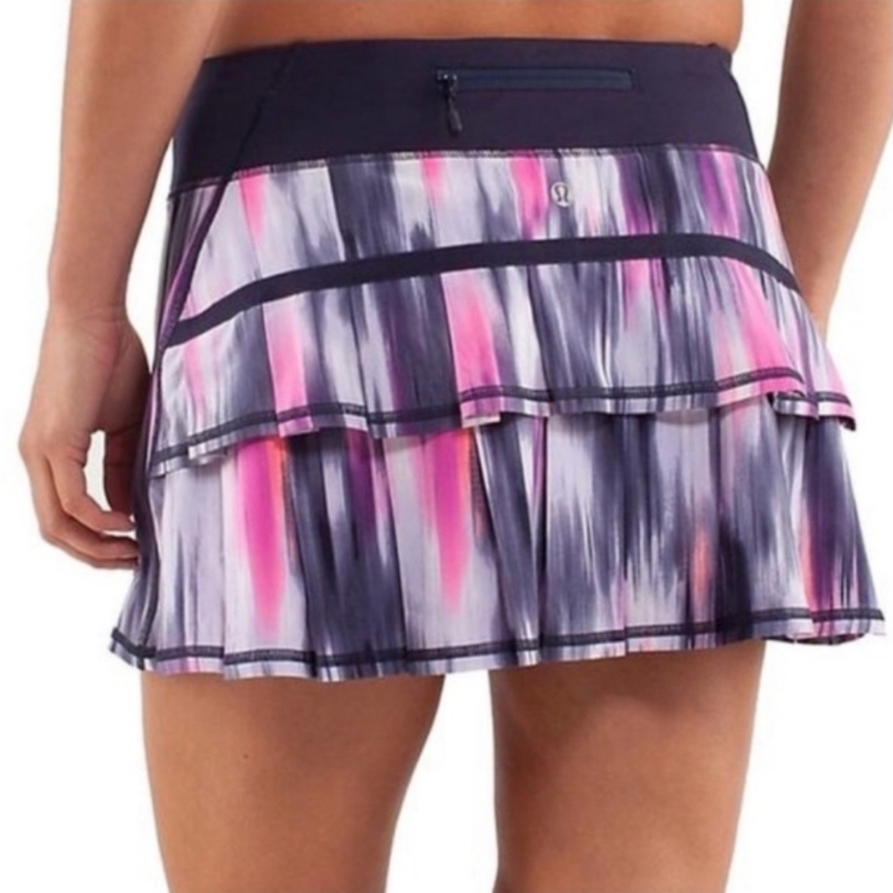 Lululemon  Pace Setter Skirt Mirage Deep Indigo Navy Blue Pink Skort Size 4 Reg